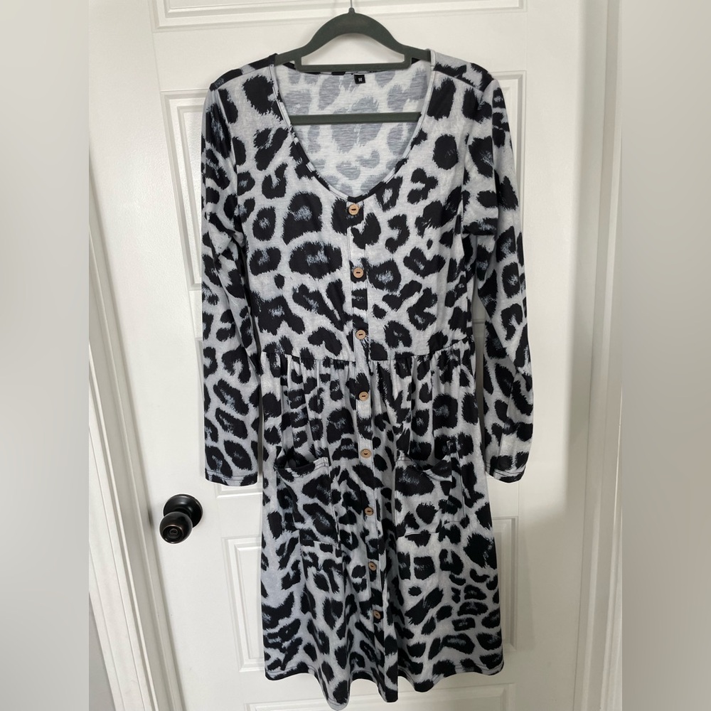 Leopard Print Button-Down Dress